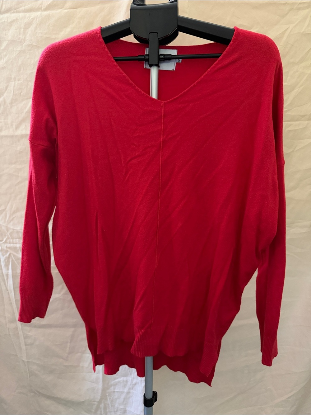 Classic Red V-Neck Lightweight Women's Sweater